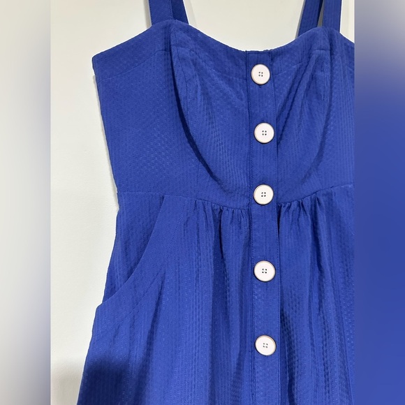 Maeve Blue Rosemary Midi Button Front Dress Sz 4 Pockets - Picture 3 of 8